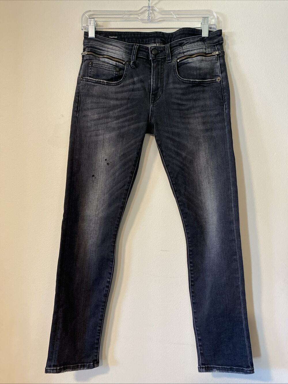 R13 Biker Boy Denim Jeans In Strummer Black Sz 26 R13W0087-186B (V5